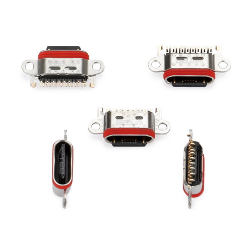 UC.01.31-1W-0007--TYPE-C 16P 防水母座 L=7.05 CH=0.78 沉板1.0 舌片外漏1.40 帶雙耳螺絲孔 端子SMT IP68(13-RENO)_調(diào)整大小